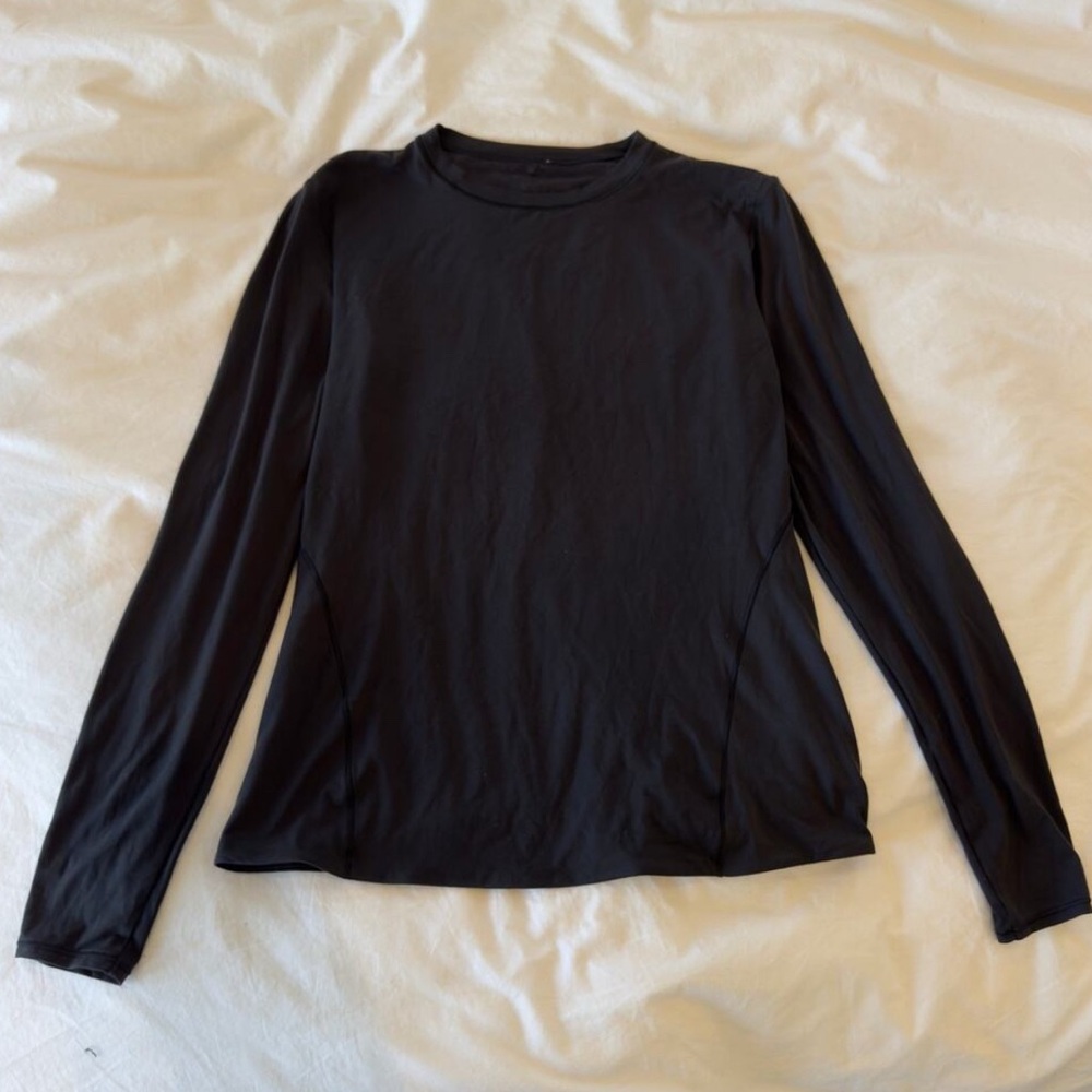 Lululemon Wundermost Ultra-Soft Nulu Crewneck Long-Sleeve Shirt Black Size M - Picture 3 of 5